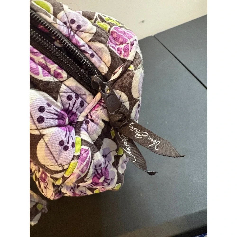 Vera Bradley Plum Petals Quilted Floral Handbag Purple Green Satchel Bag